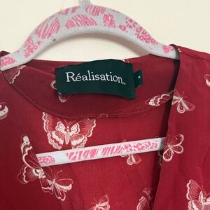 Realisation Par Red Butterfly Print Wrap Top